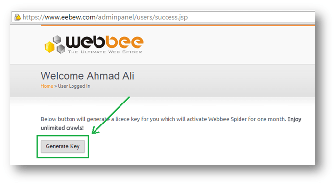 generate key for webbee spider